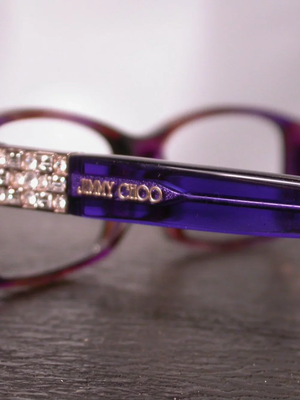Authentic Jimmy Choo Purple clear Diamonds Eyeglasses Frames Made in Italy